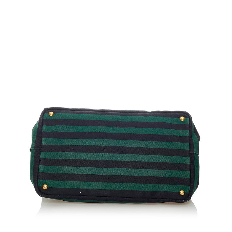 PRADA Striped Canapa Handbag