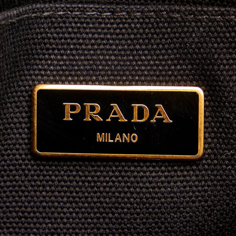 PRADA Striped Canapa Handbag