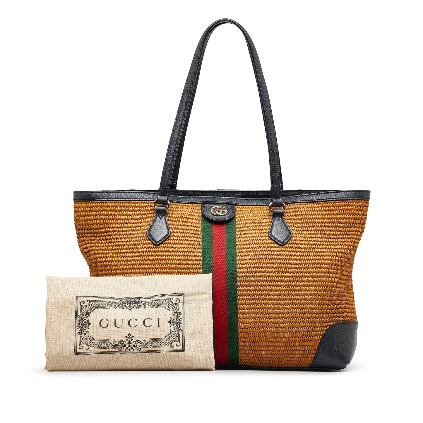 GUCCI Medium Raffia Ophidia Tote Bag