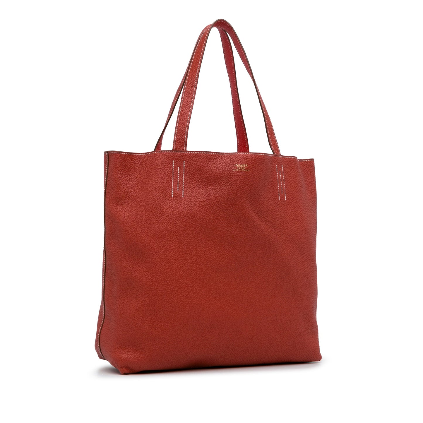 Red Hermes Clemence Double Sens 36 Tote Bag