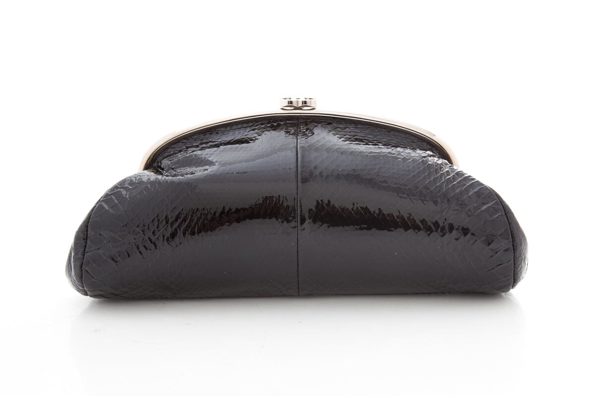 Chanel 2008-09 Black Patent Python Clutch