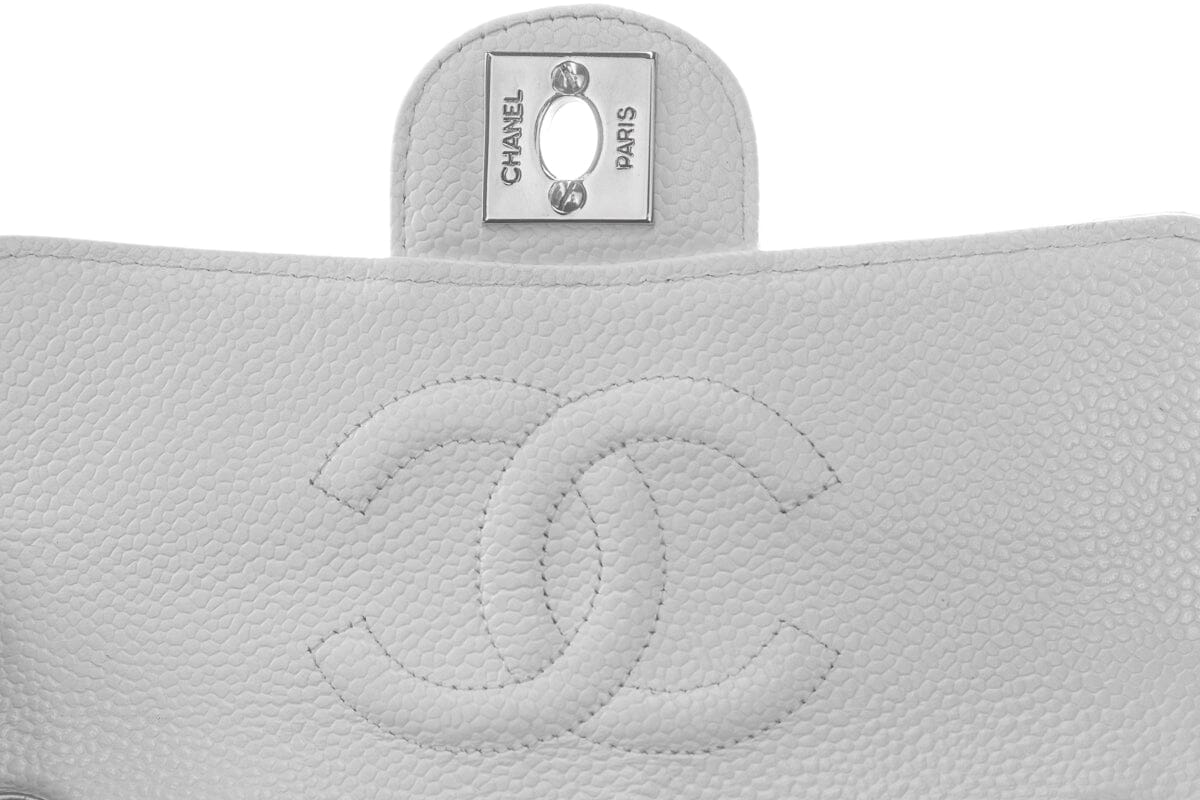 Chanel White Caviar Mini Flap SHW  Handbag