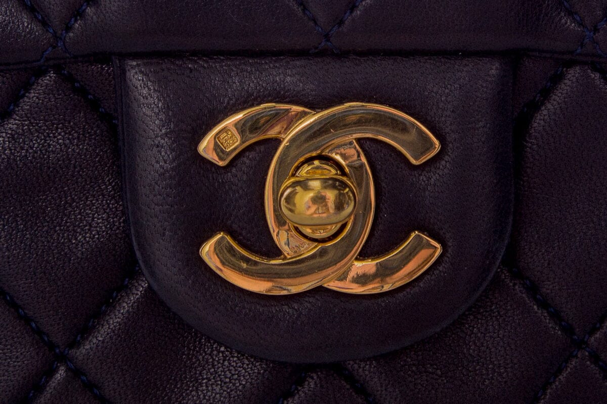 Chanel Navy Lambskin Quilted MIni Flap GHW  Handbag