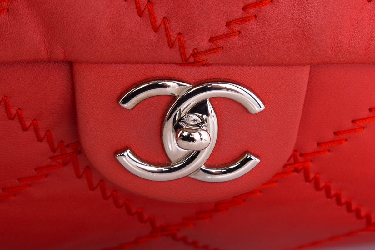 Chanel Poppy Red 2011 East West Soft Sided Single Flap Bag