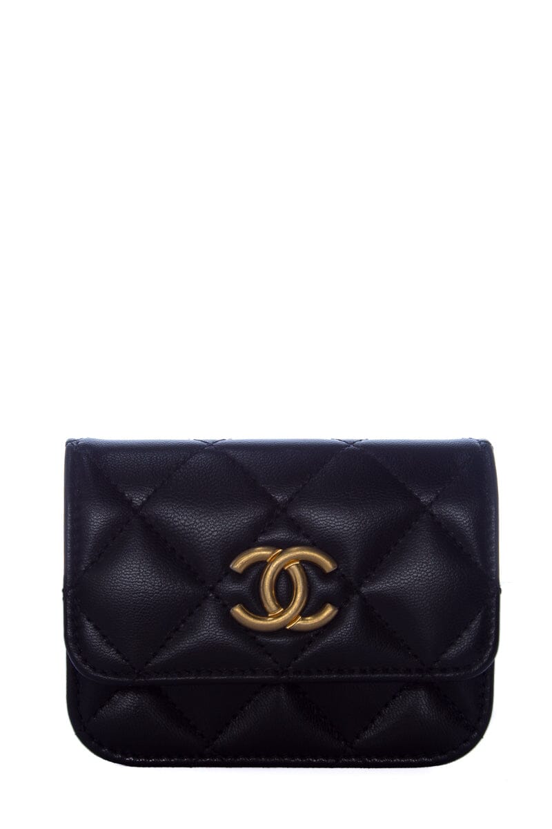 Chanel Black Mini Lambskin Flap Two Toned Hardware  Belt Bag