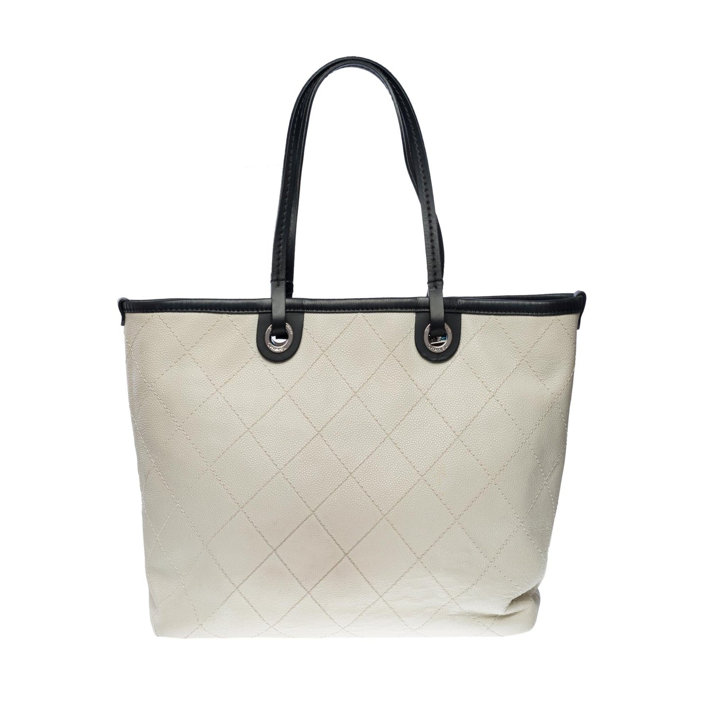 CHANEL Amazing Shopping Tote bag in White Caviar quilted leather, SHW