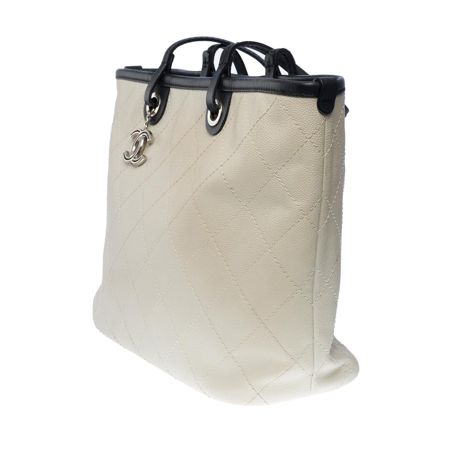 CHANEL Amazing Shopping Tote bag in White Caviar quilted leather, SHW