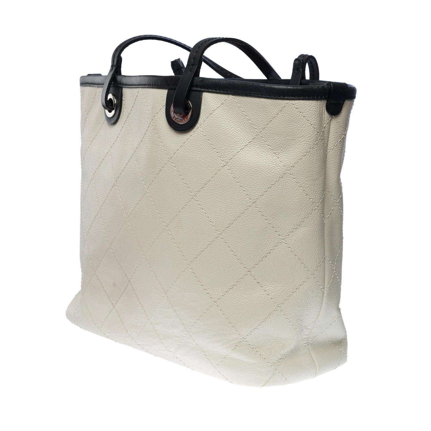 CHANEL Amazing Shopping Tote bag in White Caviar quilted leather, SHW