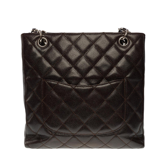 CHANEL Amazing Petit Shopping Tote bag [PST] in brown Caviar quilted leather, SHW