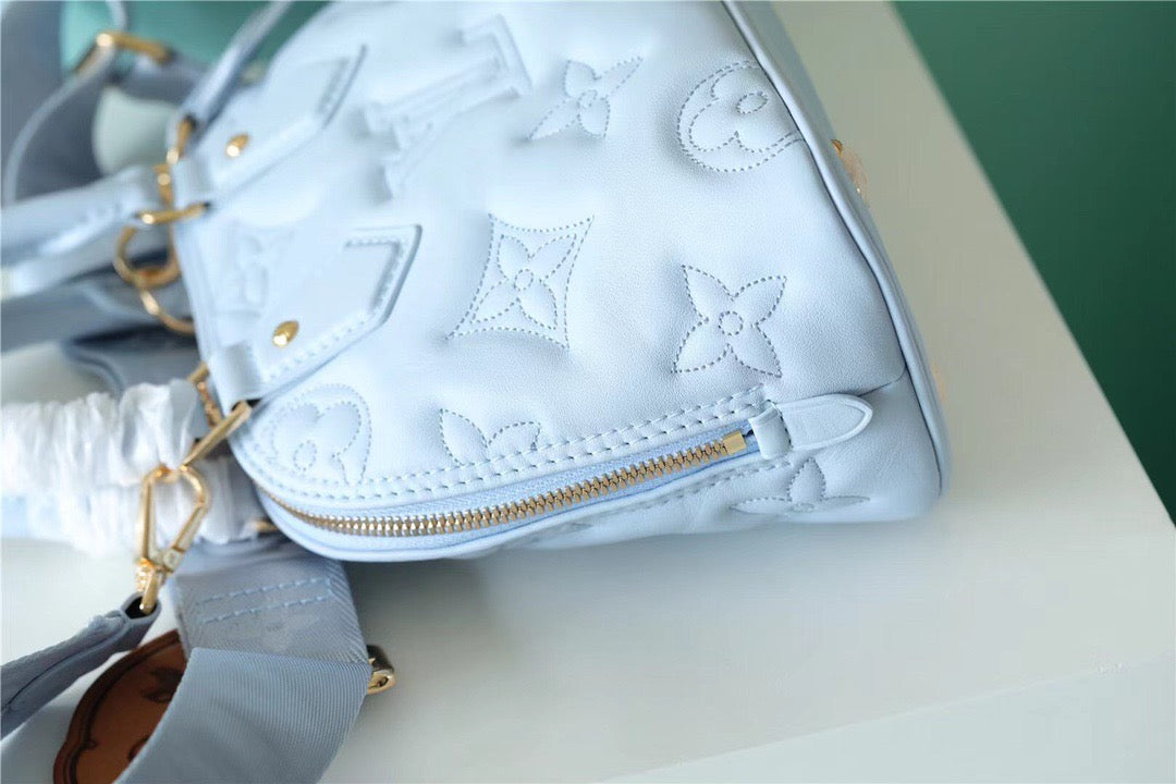 LV Alma BB Bag Handbags, Shoulder and Cross Body Bags For Women In Bleu Glacier Blue 9.6in/25cm LV M59822