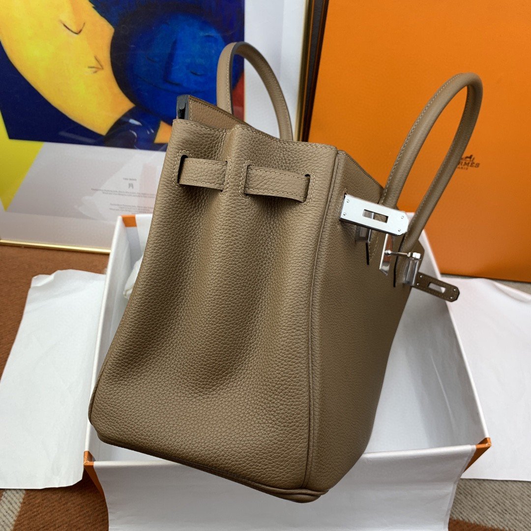 HM Birkin 30 Togo Etoupe Bag Silver Hardware For Women, Womenâ€™s Handbags 11.8in/30cm