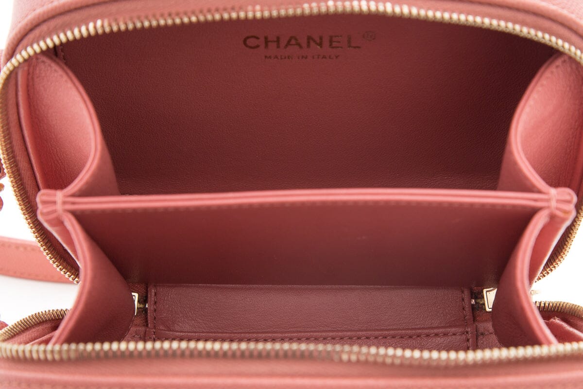 Chanel Vanity Case 2way Calfskin Leather Pink Shoulder Handbag