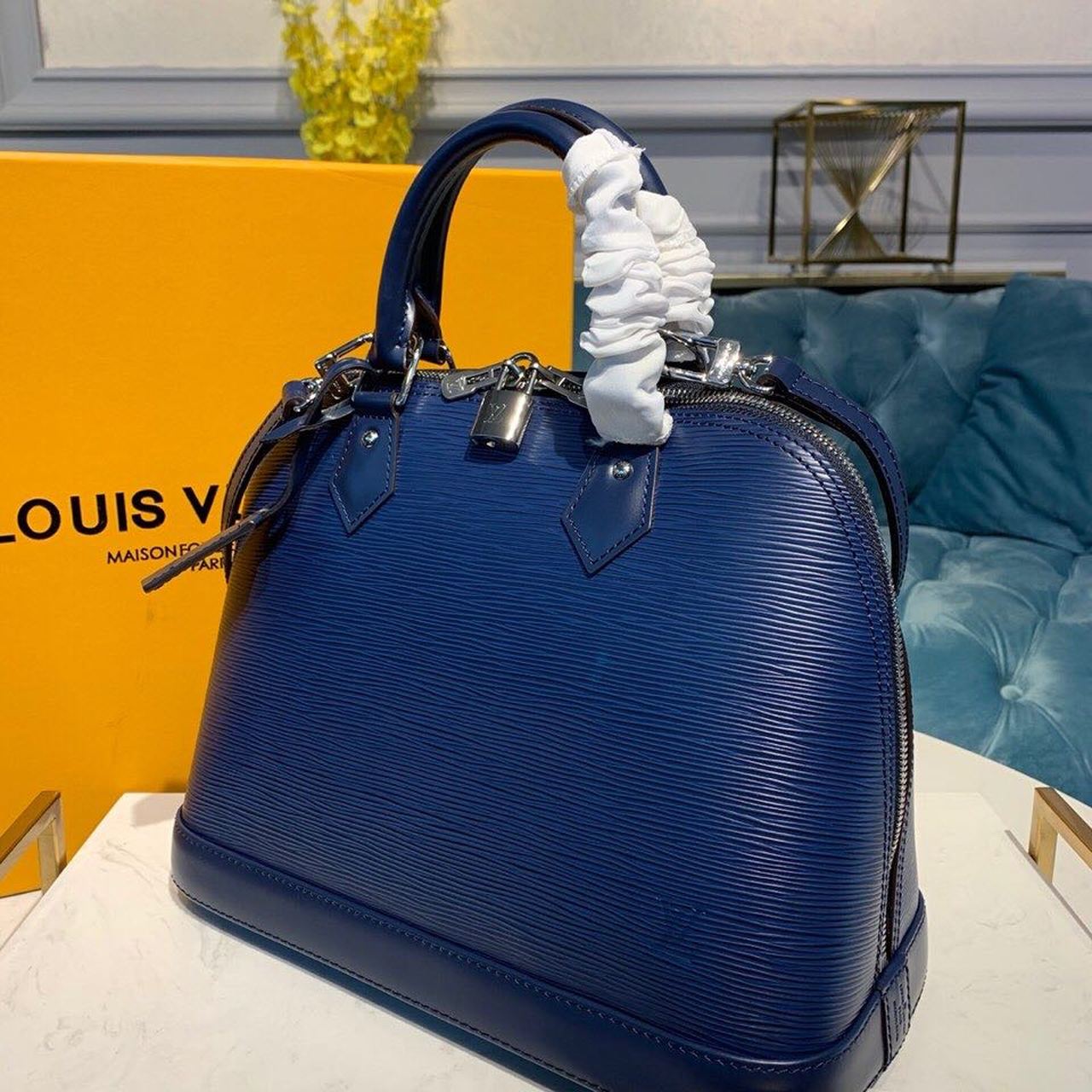 LV Alma PM Epi Navy Blue For Women, Womenâ€™s Handbags, Shoulder And Crossbody Bags 12.6in/32cm LV