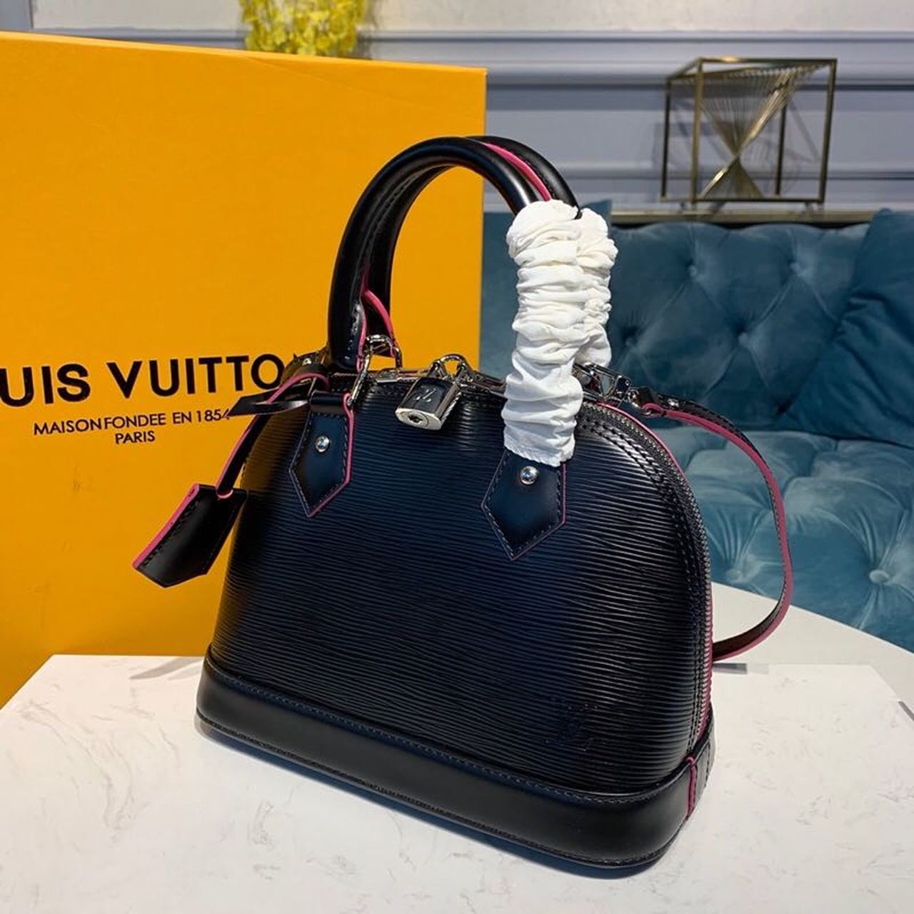 LV Alma BB Epi Black/Pink For Women, Shoulder And Crossbody Bags 9.2in/23.5cm LV