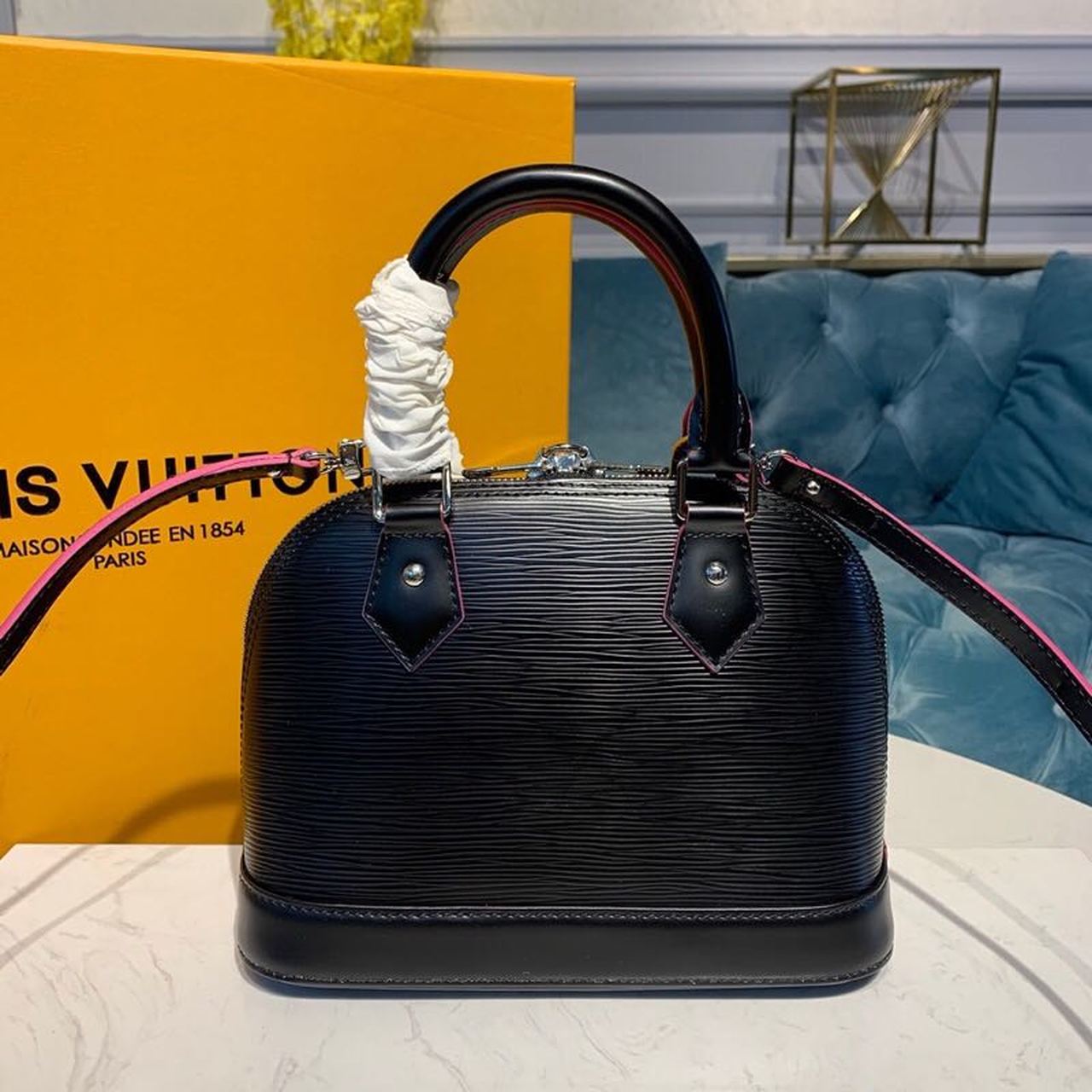 LV Alma BB Epi Black/Pink For Women, Shoulder And Crossbody Bags 9.2in/23.5cm LV