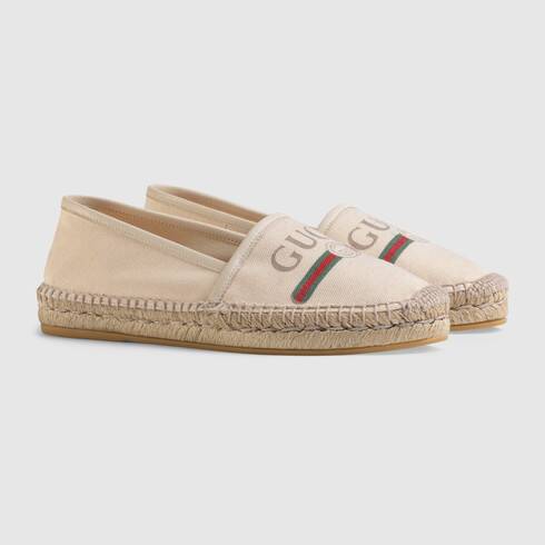 Gucci Leather-Trimmed Logo Canvas Espadrilles