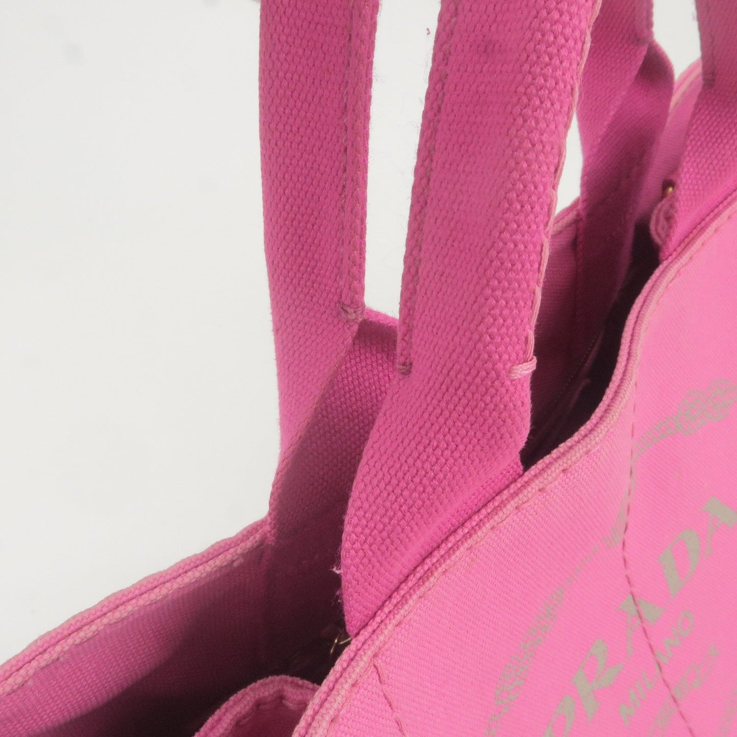 Prada Logo Canapa Canvas Tote Bag Hand Bag Pink B1877G