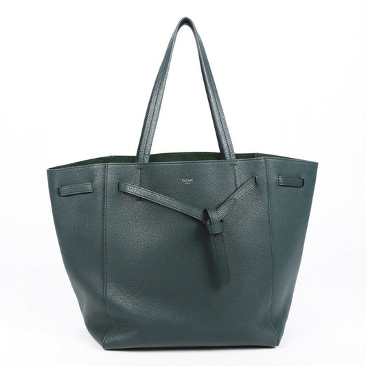 Celine Bag Small Belt Cabas Green Leather Tote