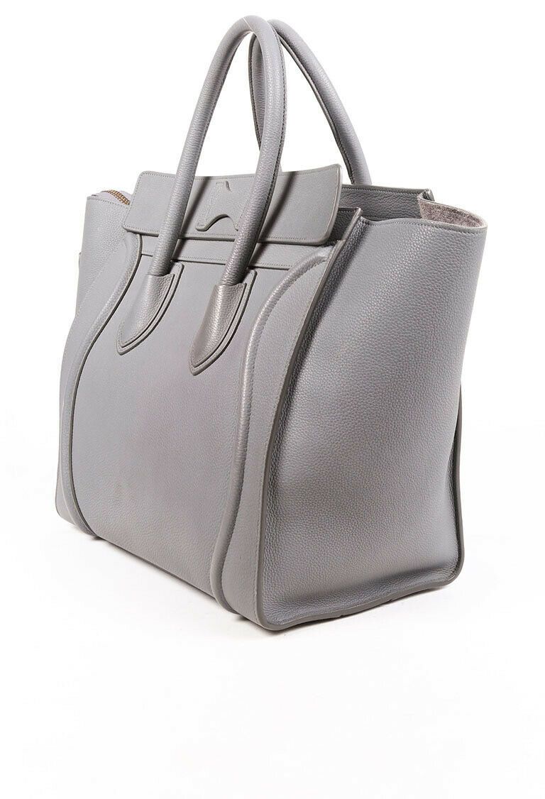 Celine Bag Mini Luggage Tote Gray Leather