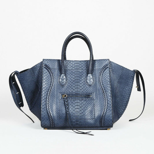 Celine Bag Phantom Luggage Small Blue Python Tote