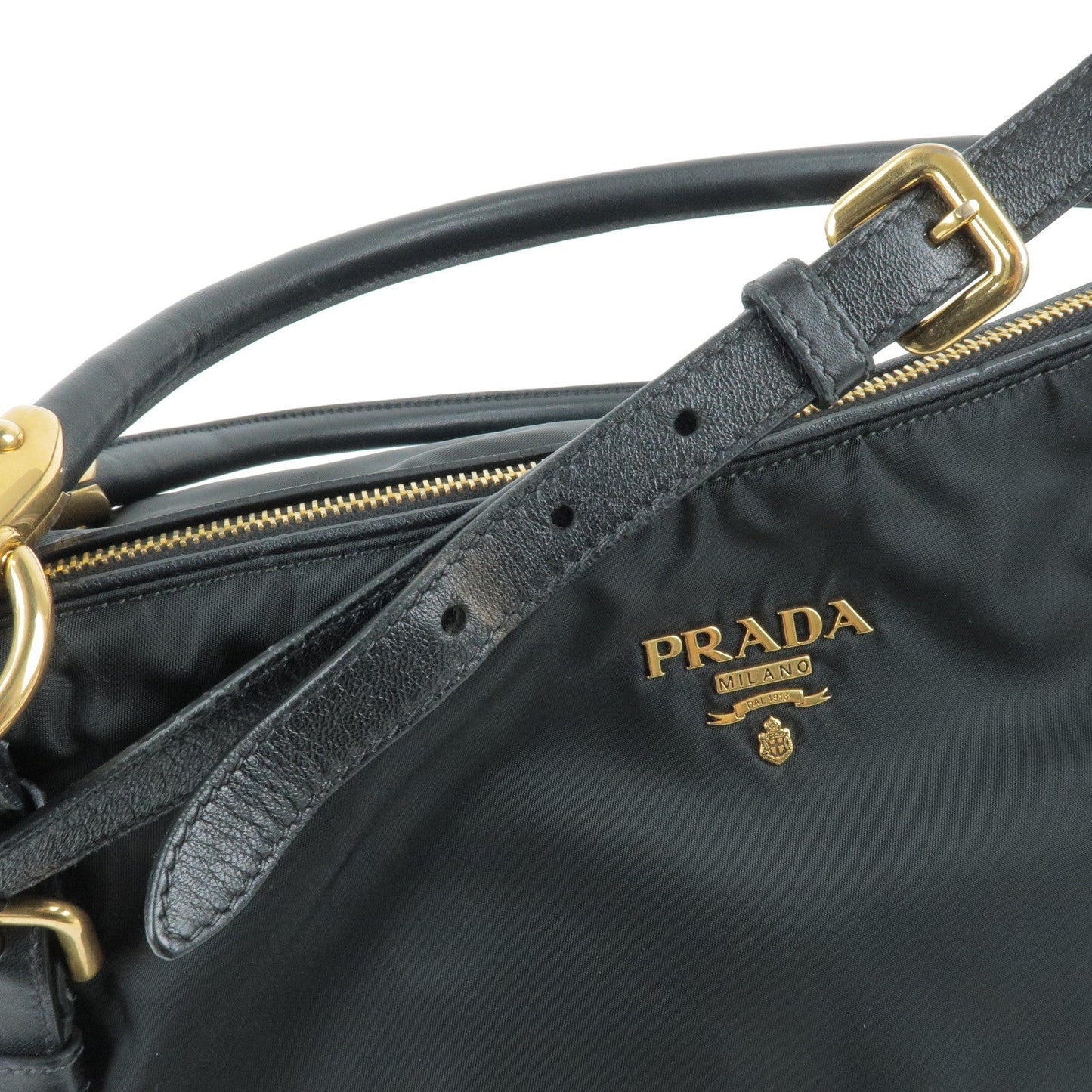 Prada Nylon Leather Shoulder Bag 2Way Bag NERO Black