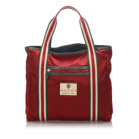 Pre-Loved Gucci Red Nylon Fabric Tote Bag Italy