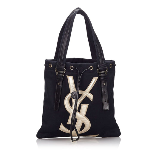 Pre-Loved YSL Black Cotton Fabric Kahala Tote Bag France