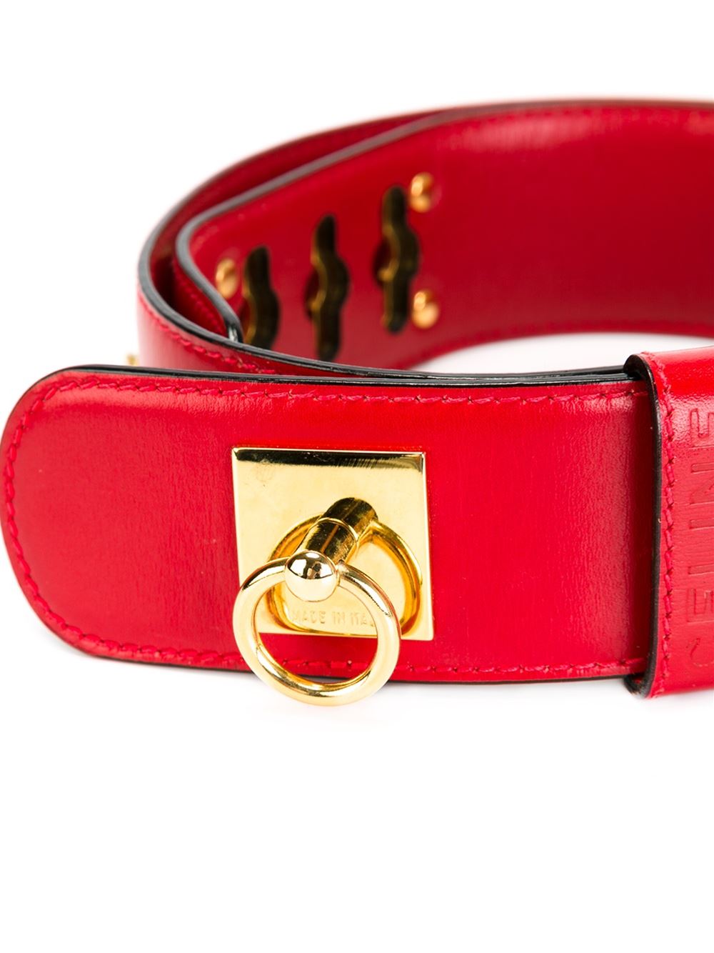 Celine Vintage Red Leather Belt