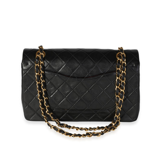 CHANEL Vintage Black Quilted Lambskin Classic Medium Double Flap