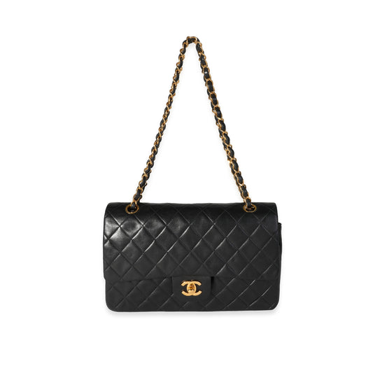 CHANEL Vintage Black Quilted Lambskin Medium Classic Double Flap Bag