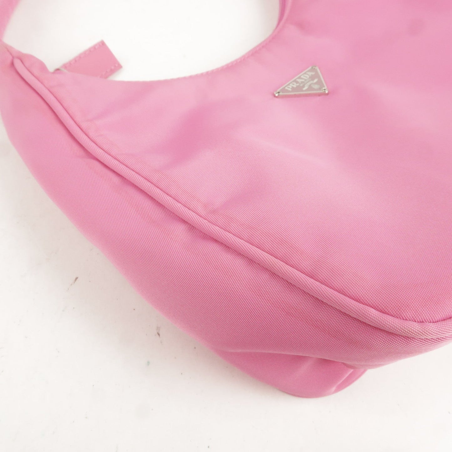 Prada Logo Nylon Hand Bag Shoulder Bag Pouch Purse Pink MV515