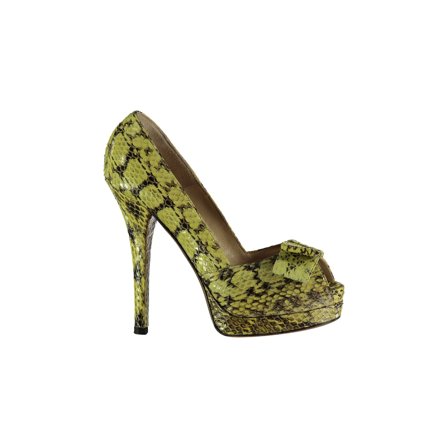 Fendi Snakeskin Peep-toe Platform Pumps - '10s