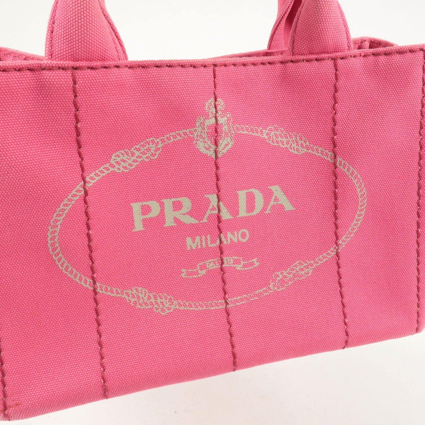 Prada Canapa Mini Canvas 2Way Tote Bag Pink 1BG439