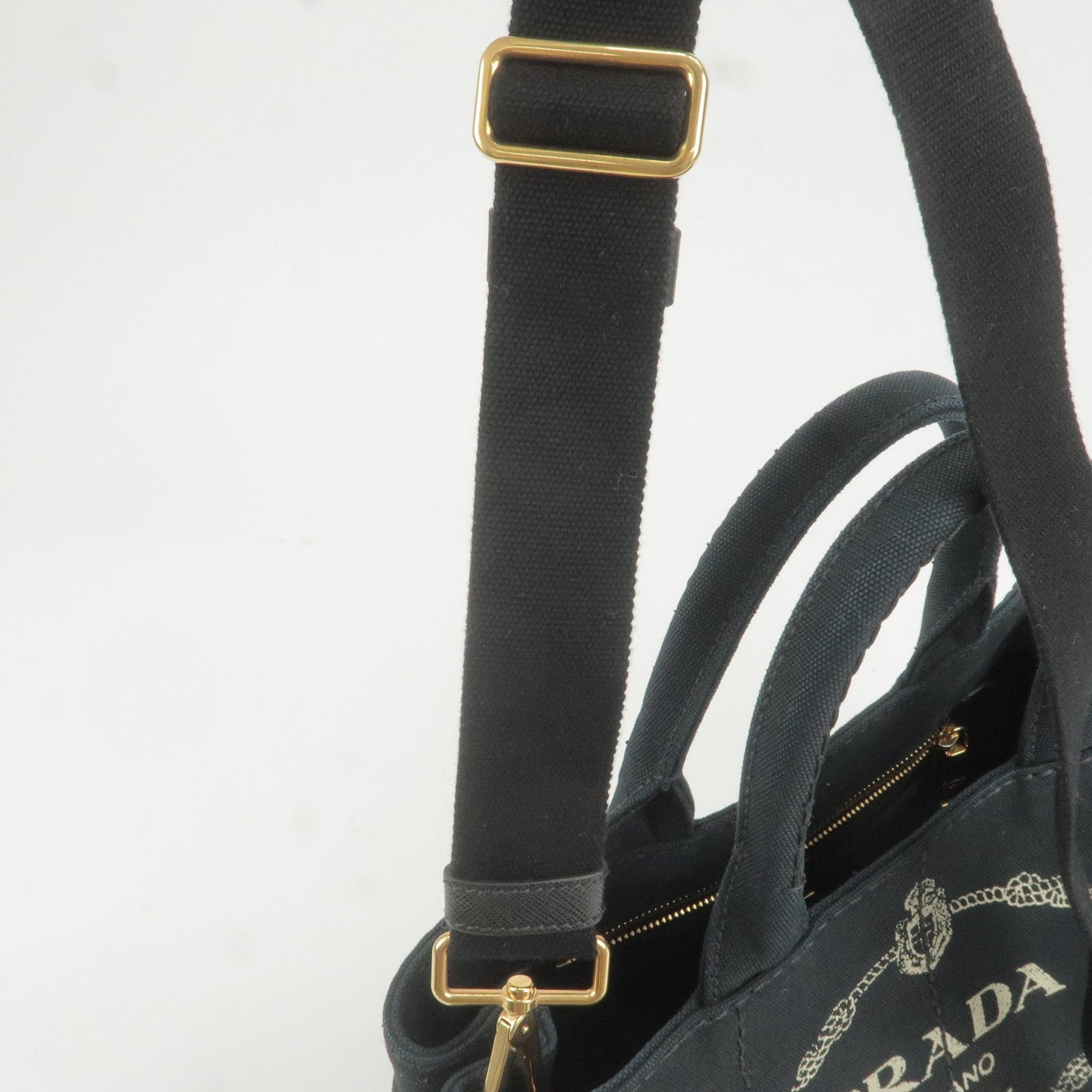 Prada Canapa Mini Canvas 2Way Bag Shoulder Bag Black 1BG439