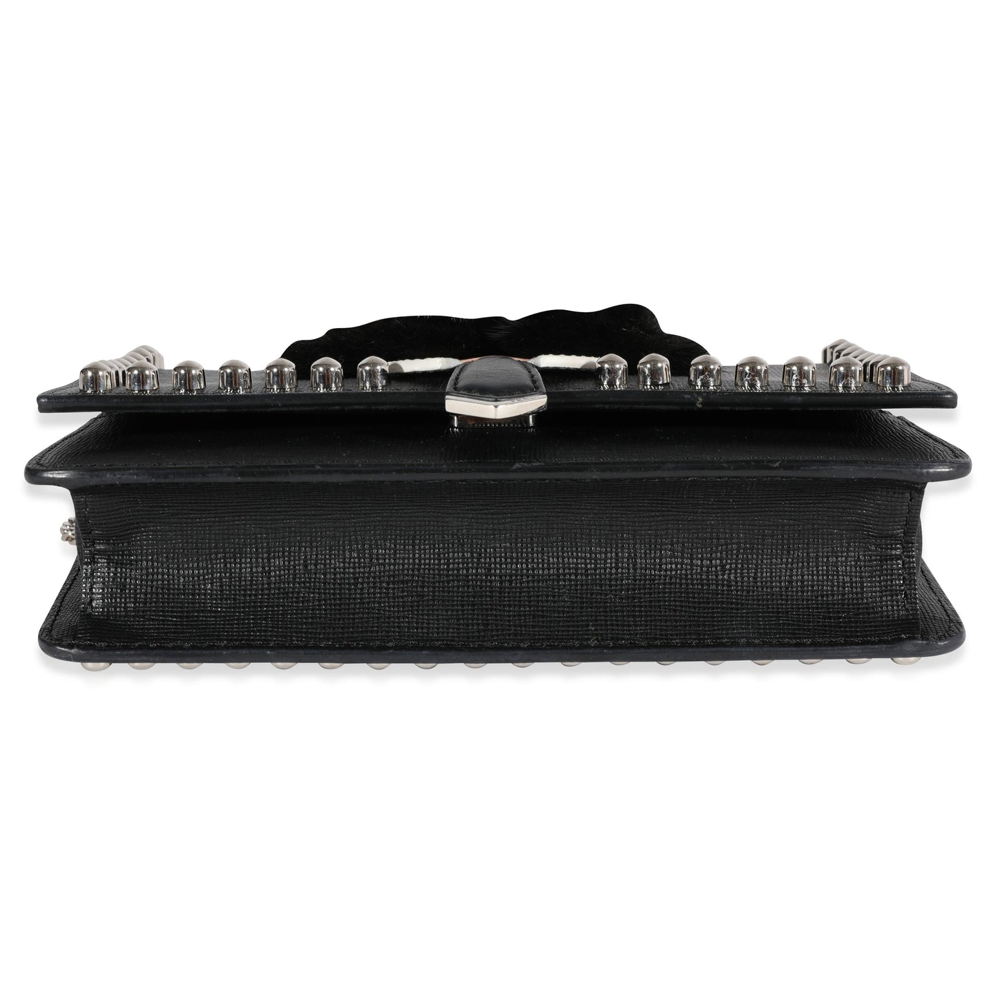 Fendi Black Vitello Elite & Mink Studded Karlito Chain Wallet