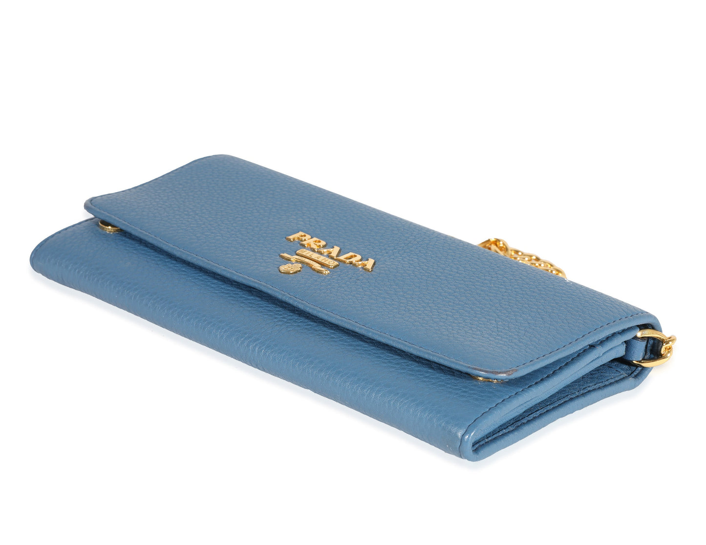 Prada Blue Vitello Daino Chain Wallet