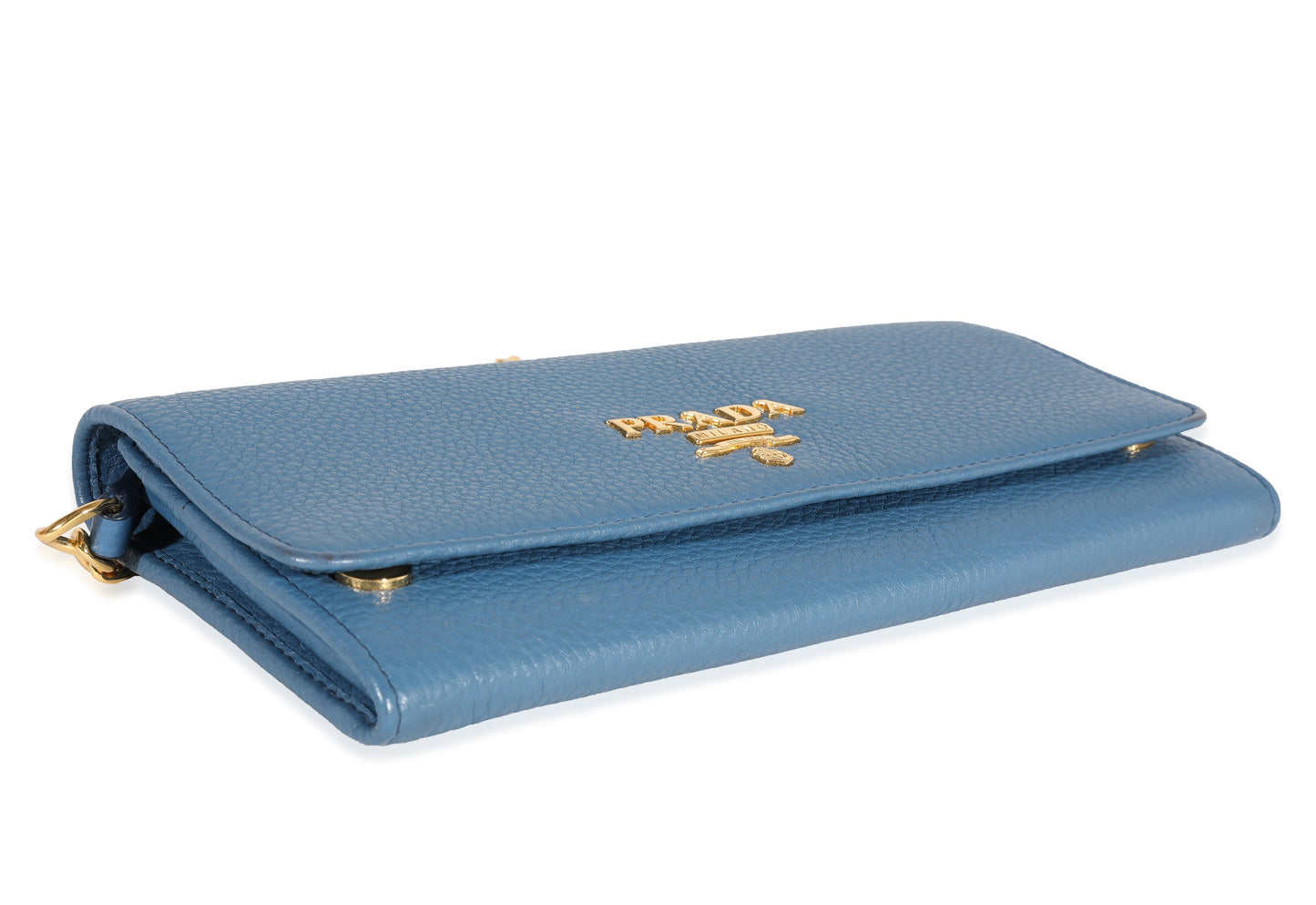 Prada Blue Vitello Daino Chain Wallet