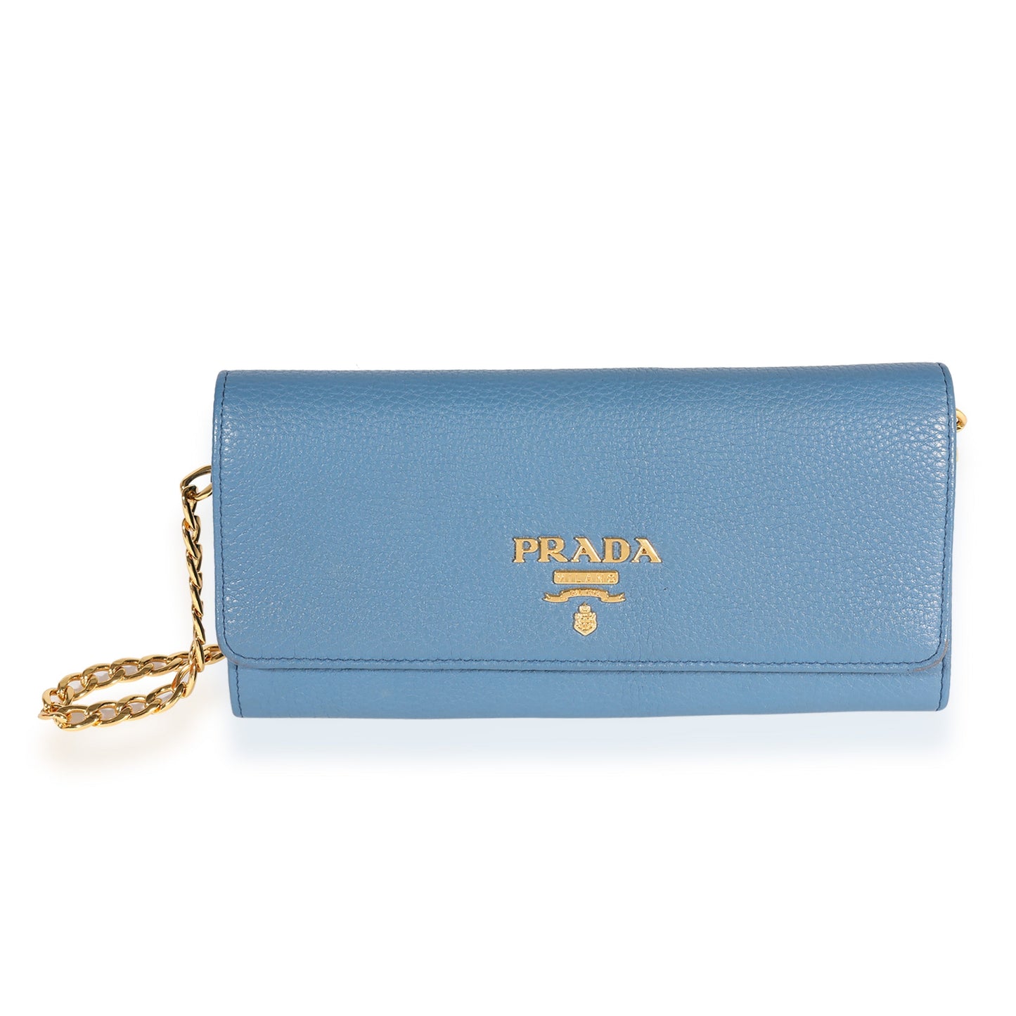 Prada Blue Vitello Daino Chain Wallet