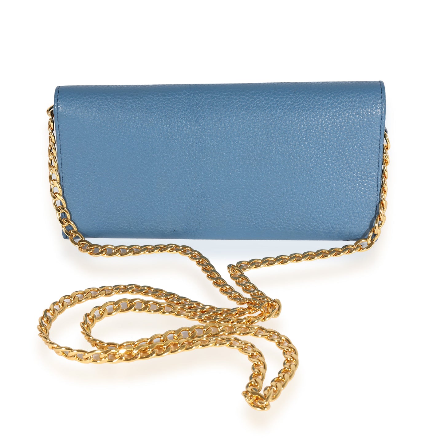 Prada Blue Vitello Daino Chain Wallet