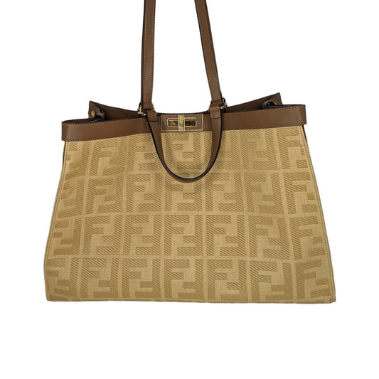 Fendi Medium FF Beige Canvas Peekaboo X-Tote