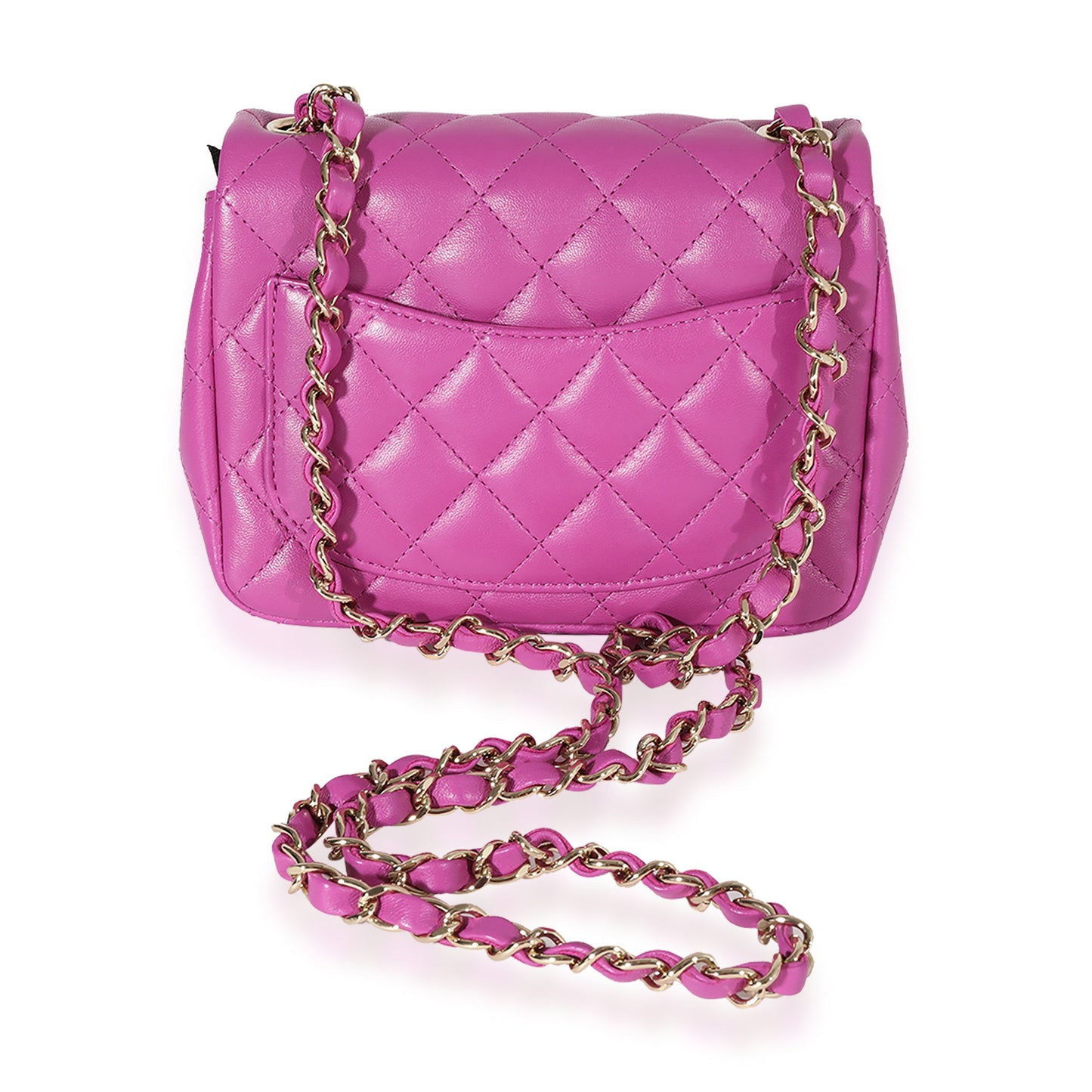 CHANEL Purple Quilted Lambskin Mini Square Classic Flap Bag