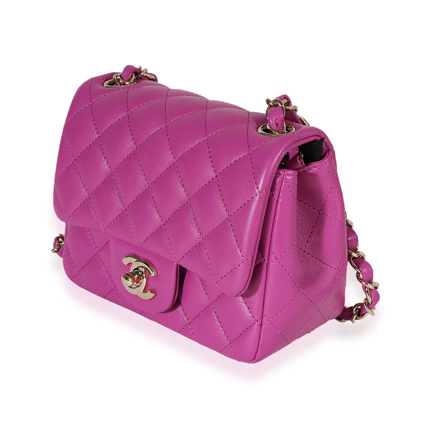 CHANEL Purple Quilted Lambskin Mini Square Classic Flap Bag