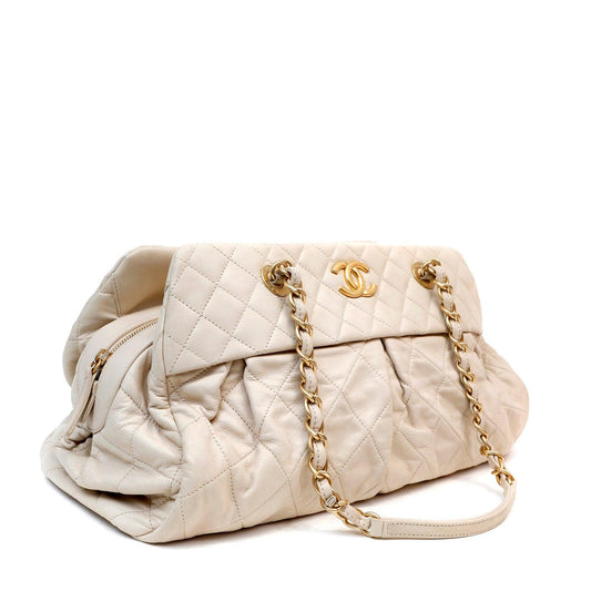 Chanel Beige Quilted Lambskin Day Tote w/ Gold Hardware