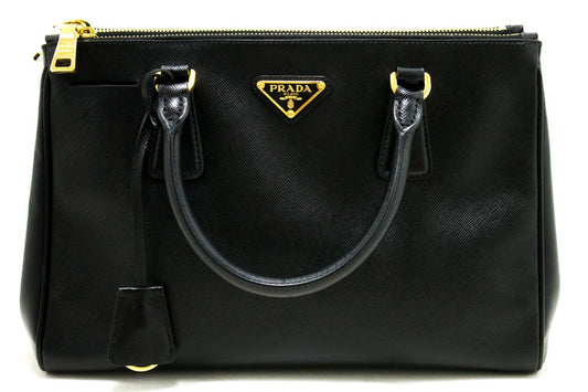 Prada Black Saffiano Lux Galleria Double Zip Tote (SHB-10126)