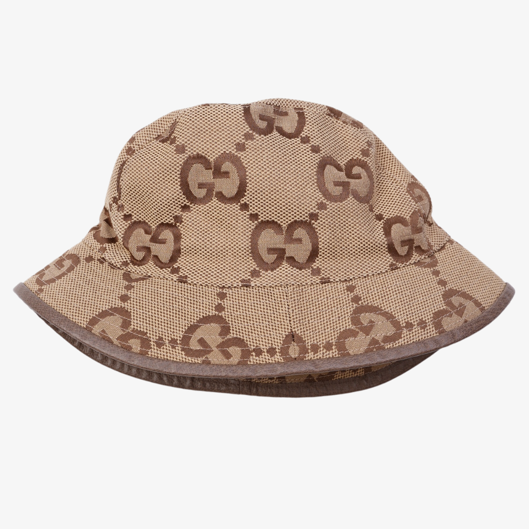 Gucci Womens GG Canvas Bucket Hat Camel