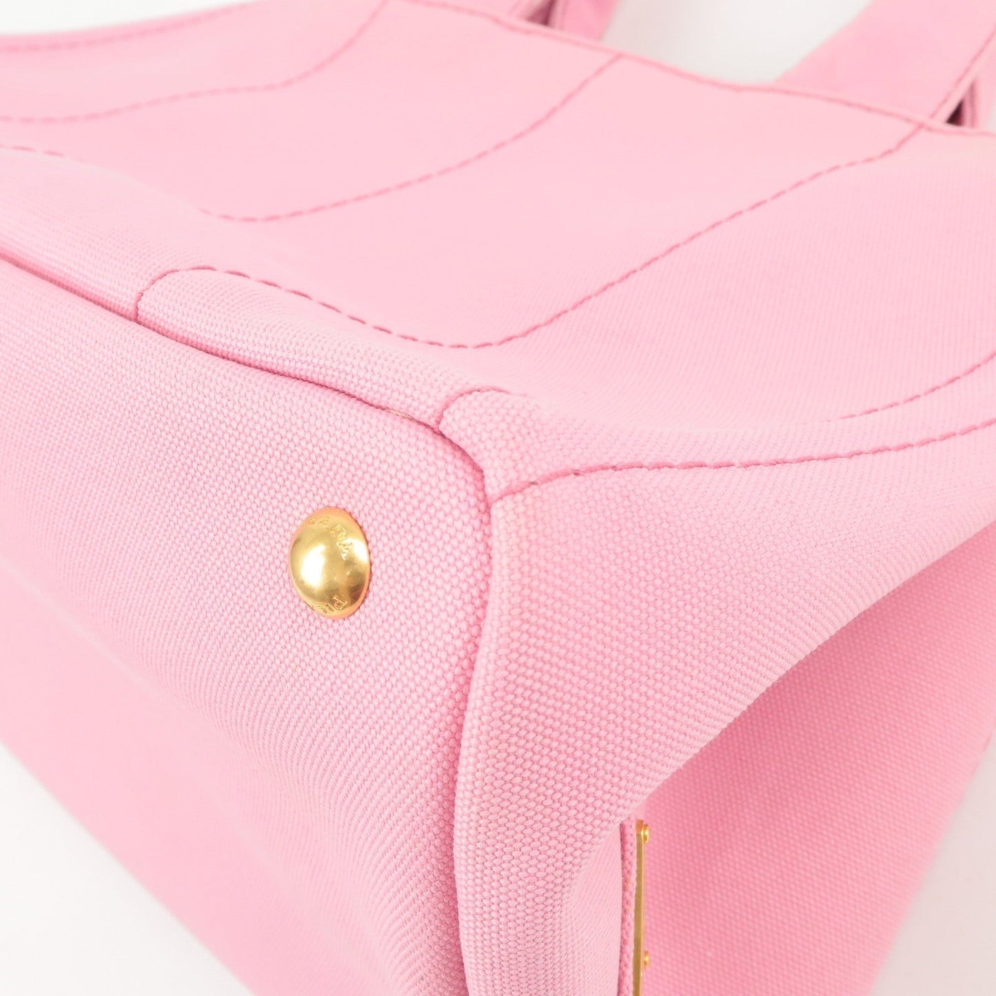 Prada Logo Canapa CanvasTote Bag Hand Bag Pink B1877B