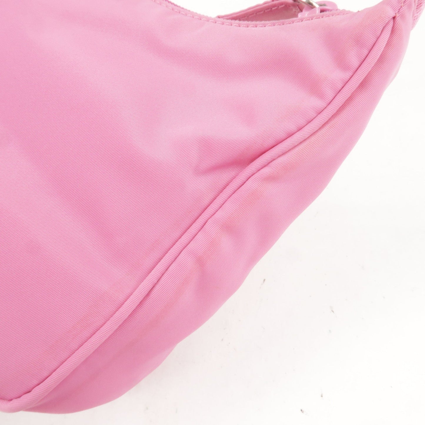 Prada Logo Nylon Hand Bag Shoulder Bag Pouch Purse Pink MV515