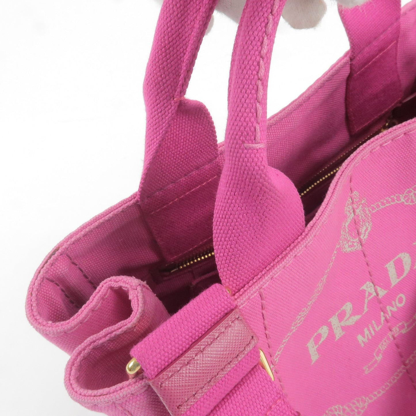 Prada Canapa Mini Canvas 2Way Bag Shoulder Bag Pink 1GB439