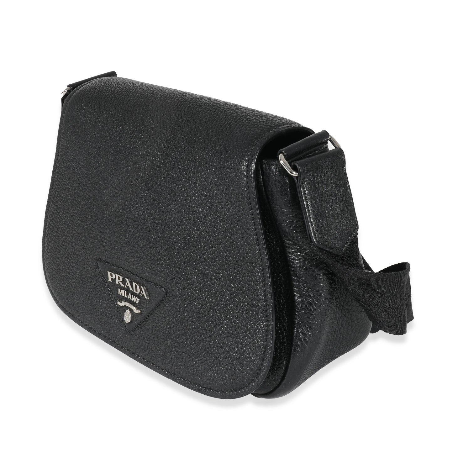 Prada Vitello Daino Flap Logo Crossbody Bag