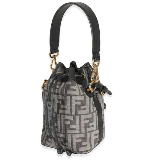 Fendi Grey Tapestry Fabric FF Mon Tresor Bucket Bag